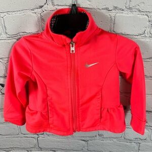 Nike Infant Girls Track Jacket Fleece Full Zip Ruffled Bottom Orange 12 Months
